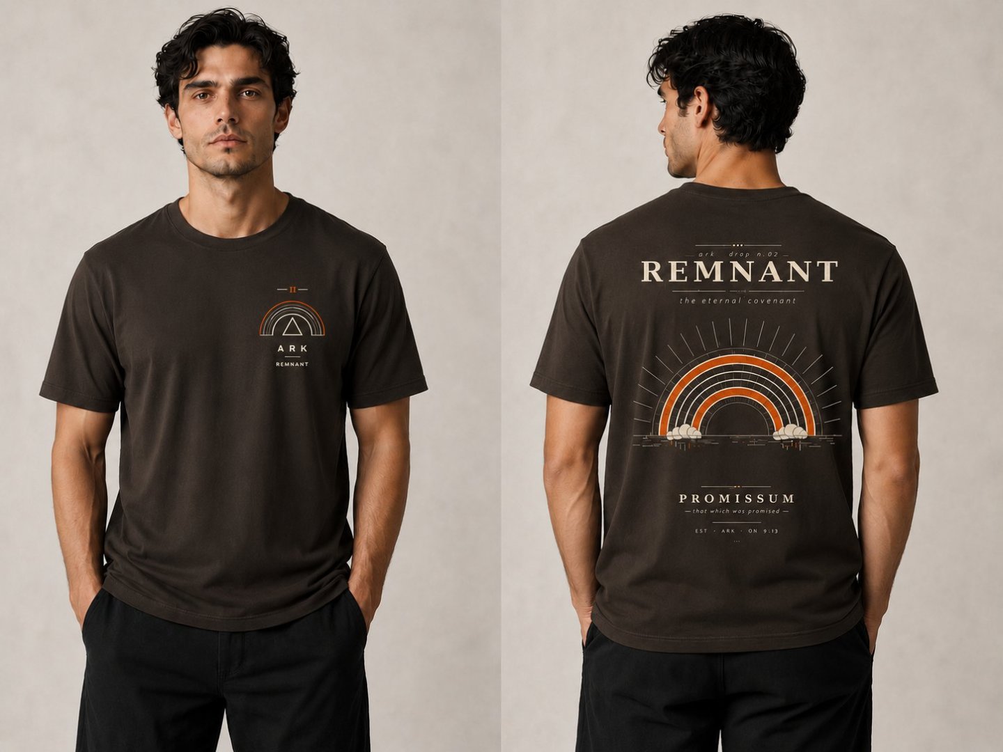 Camiseta REMNANT marrom — frente e costas